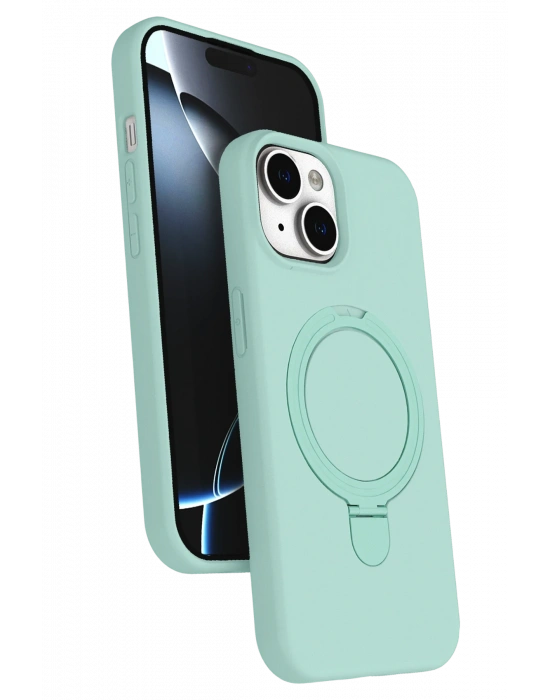 Newface Apple iPhone 15 Plus Regal Magsafe Standlı Kapak - Su Yeşili