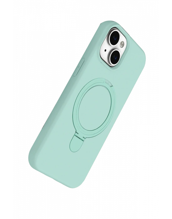 Newface Apple iPhone 15 Plus Regal Magsafe Standlı Kapak - Su Yeşili