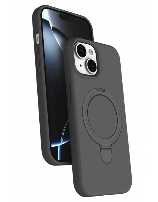 Newface Apple iPhone 15 Plus Regal Magsafe Standlı Kapak - Titan Gri