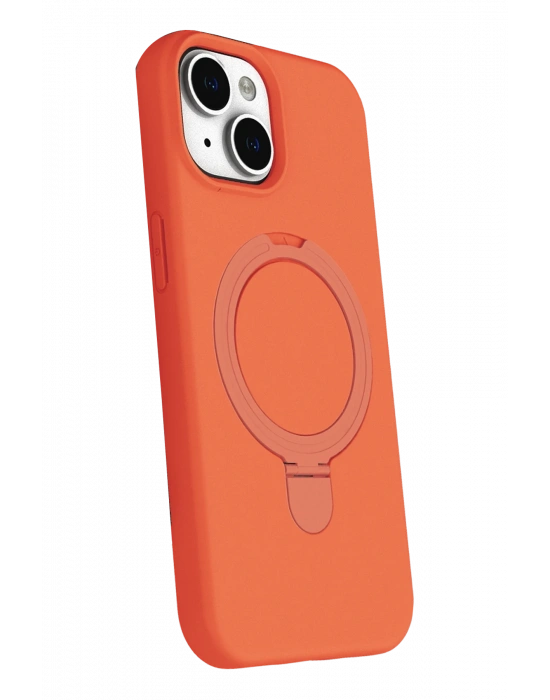 Newface Apple iPhone 15 Plus Regal Magsafe Standlı Kapak - Turuncu
