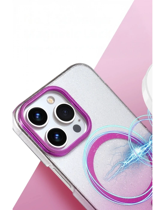 Newface Apple iPhone 15 Pro Max Glossy Magsafe Kapak - Çöl Titanyum