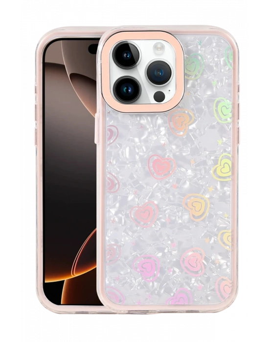 Newface Apple iPhone 15 Pro Max Lumi Desenli Kapak - Pembe