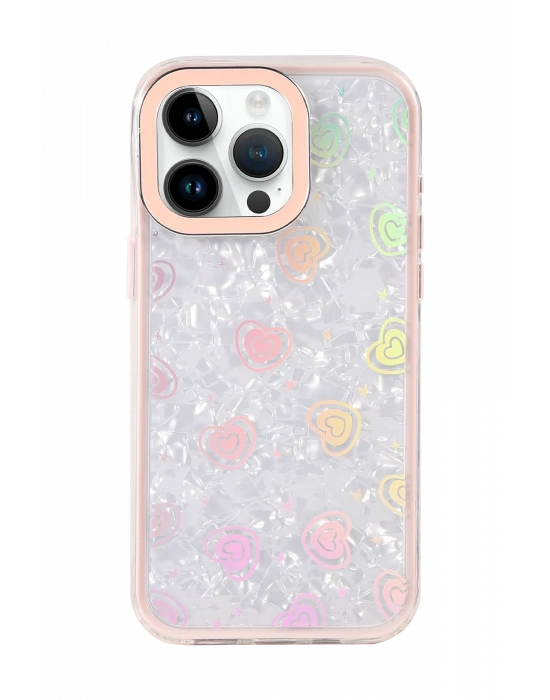 Newface Apple iPhone 15 Pro Max Lumi Desenli Kapak - Pembe