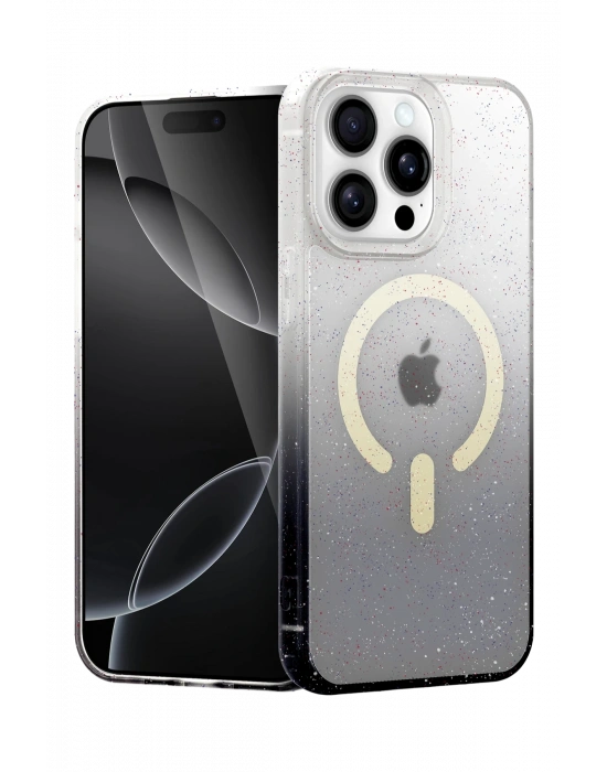 Newface Apple iPhone 15 Pro Max Pummel Shiny Magsafe Kapak - Siyah