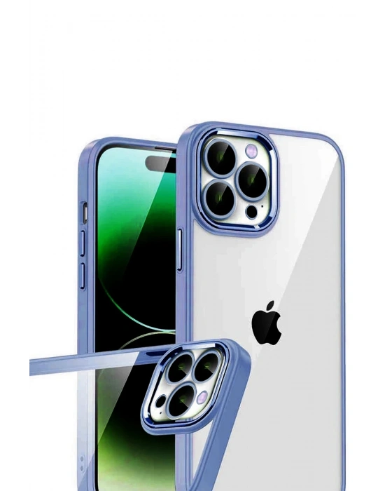 Newface Apple iPhone 15 Pro Max Razer Lensli Silikon - Açık Mavi