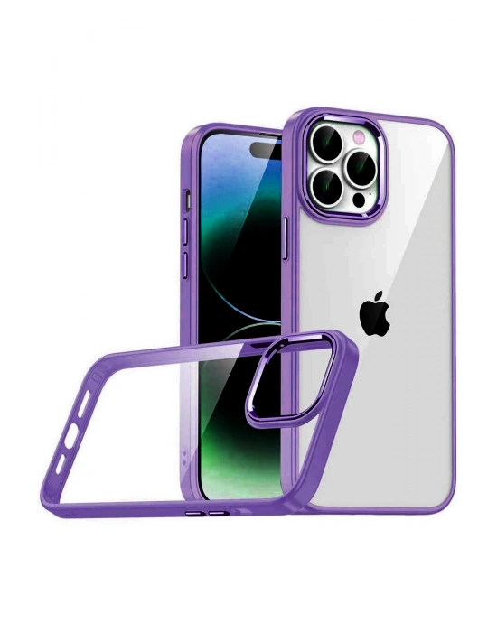 Newface Apple iPhone 15 Pro Max Razer Lensli Silikon - Mor