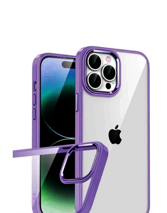 Newface Apple iPhone 15 Pro Max Razer Lensli Silikon - Mor