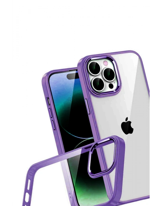 Newface Apple iPhone 15 Pro Max Razer Lensli Silikon - Mor