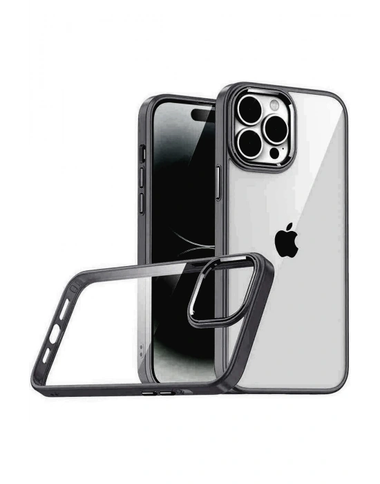 Newface Apple iPhone 15 Pro Max Razer Lensli Silikon - Siyah