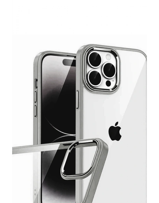 Newface Apple iPhone 15 Pro Max Razer Lensli Silikon - Titan Gri