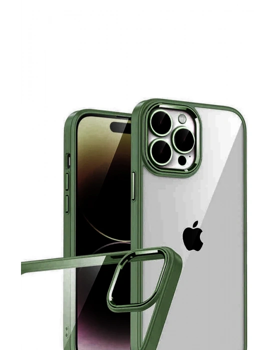 Newface Apple iPhone 15 Pro Max Razer Lensli Silikon - Yeşil