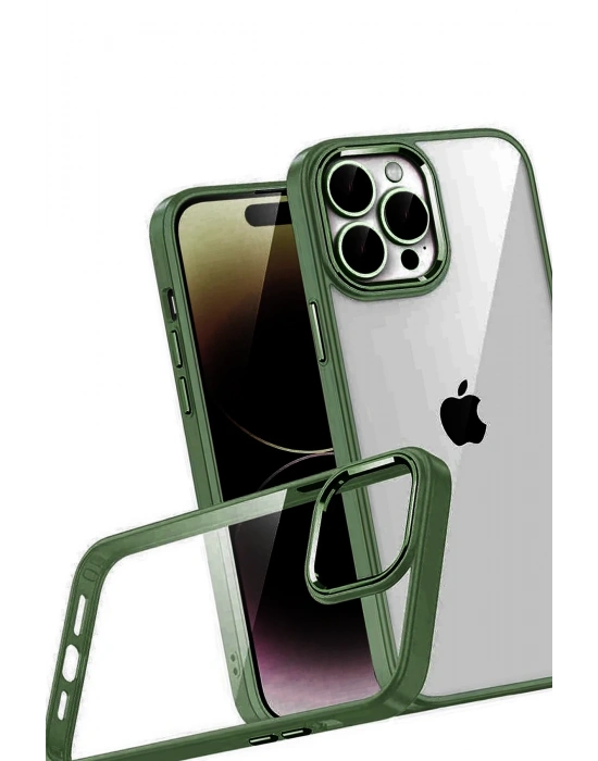 Newface Apple iPhone 15 Pro Max Razer Lensli Silikon - Yeşil