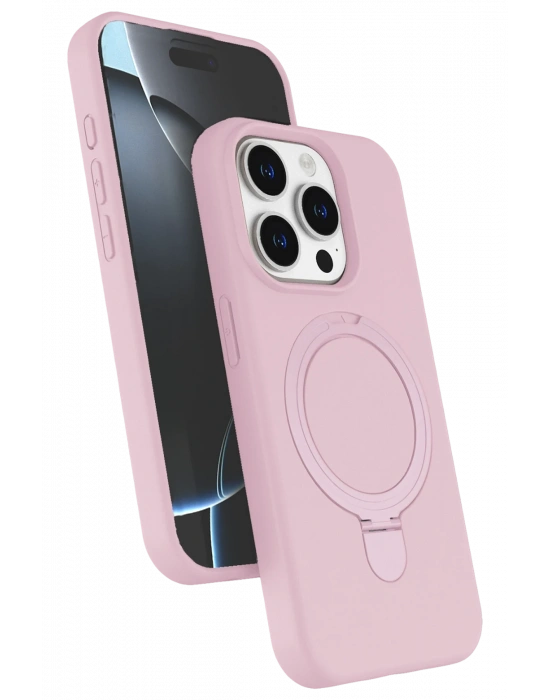 Newface Apple iPhone 15 Pro Max Regal Magsafe Standlı Kapak - Açık Pembe