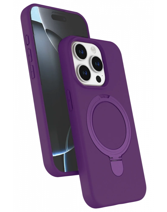 Newface Apple iPhone 15 Pro Max Regal Magsafe Standlı Kapak - Derin Mor