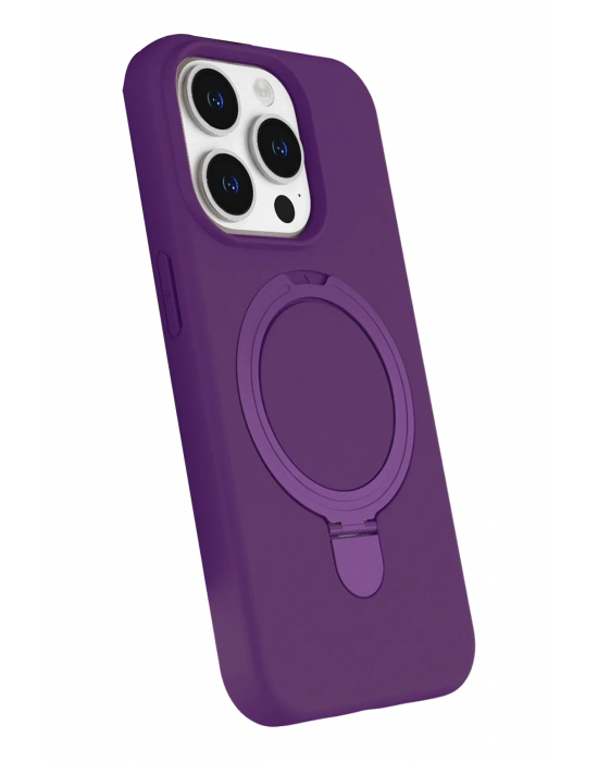 Newface Apple iPhone 15 Pro Max Regal Magsafe Standlı Kapak - Derin Mor