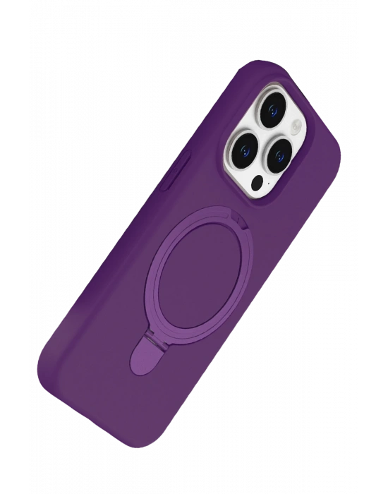 Newface Apple iPhone 15 Pro Max Regal Magsafe Standlı Kapak - Derin Mor