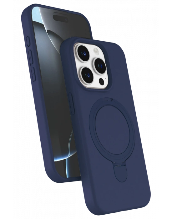 Newface Apple iPhone 15 Pro Max Regal Magsafe Standlı Kapak - Lacivert