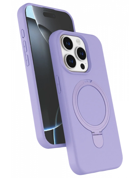 Newface Apple iPhone 15 Pro Max Regal Magsafe Standlı Kapak - Lila