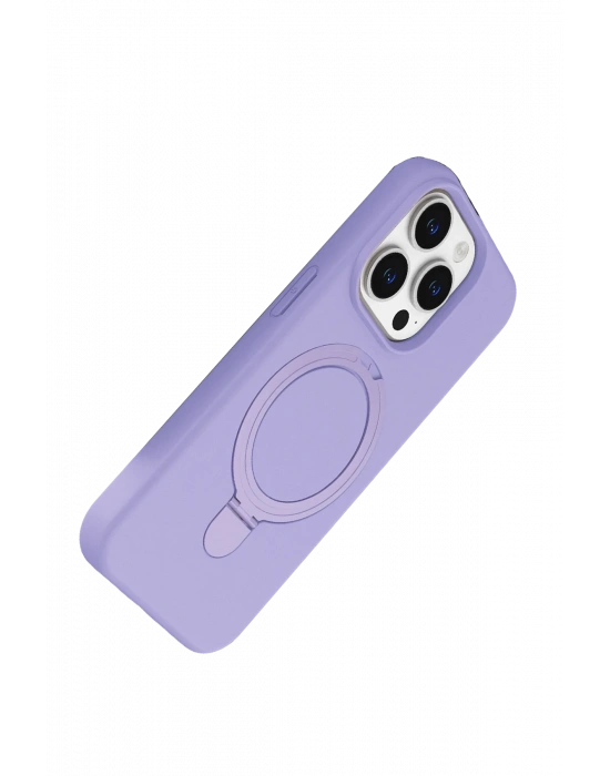 Newface Apple iPhone 15 Pro Max Regal Magsafe Standlı Kapak - Lila