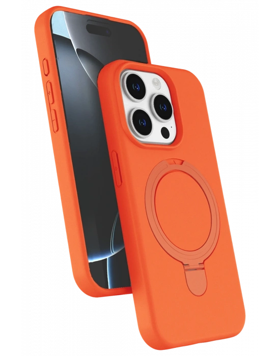 Newface Apple iPhone 15 Pro Max Regal Magsafe Standlı Kapak - Turuncu