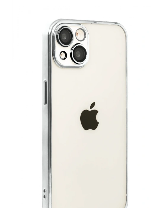 Newface Apple iPhone 15 Razer Lensli Silikon - Gümüş