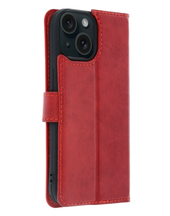 Newface Apple iPhone 15 Trend S Plus Kapaklı Kılıf - Kırmızı