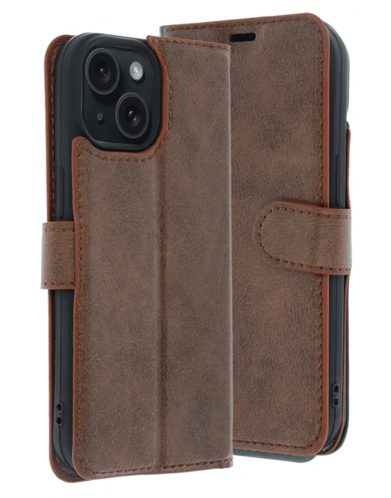 Newface Apple iPhone 15 Trend S Plus Kapaklı Kılıf - Taba