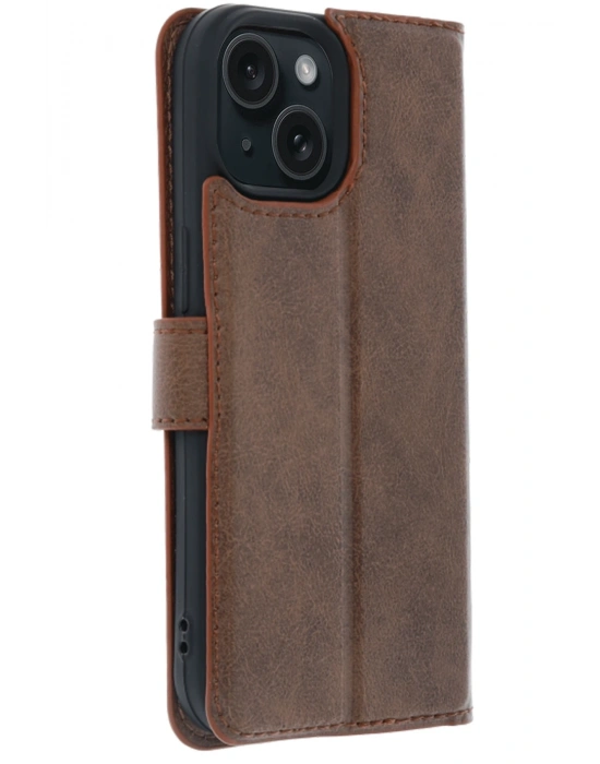 Newface Apple iPhone 15 Trend S Plus Kapaklı Kılıf - Taba