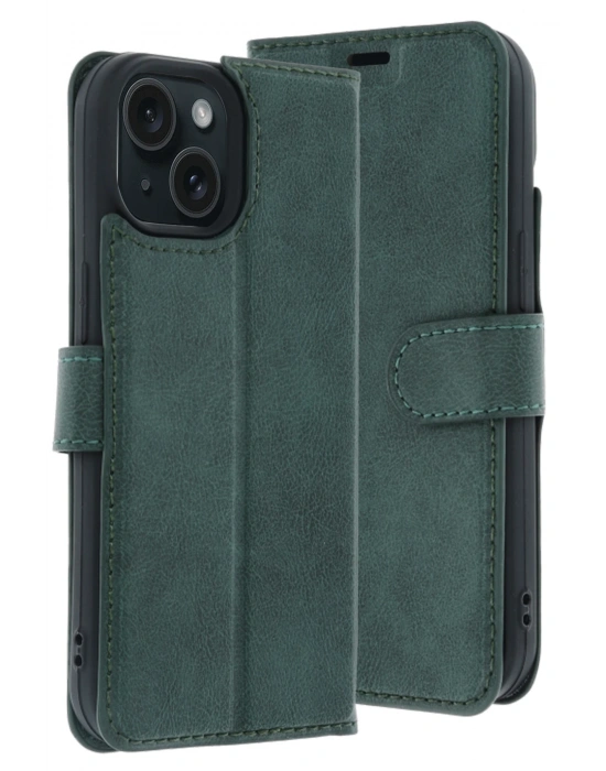 Newface Apple iPhone 15 Trend S Plus Kapaklı Kılıf - Yeşil