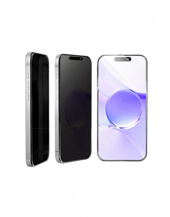 Newface Apple iPhone 16 Bilvis 5in1 5D Magic Hayalet Cam Ekran Koruyucu - Siyah