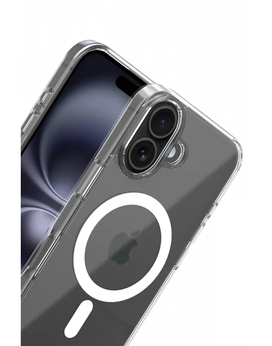 Newface Apple iPhone 16 Combo Sert Şeffaf Magsafe Kapak - Şeffaf