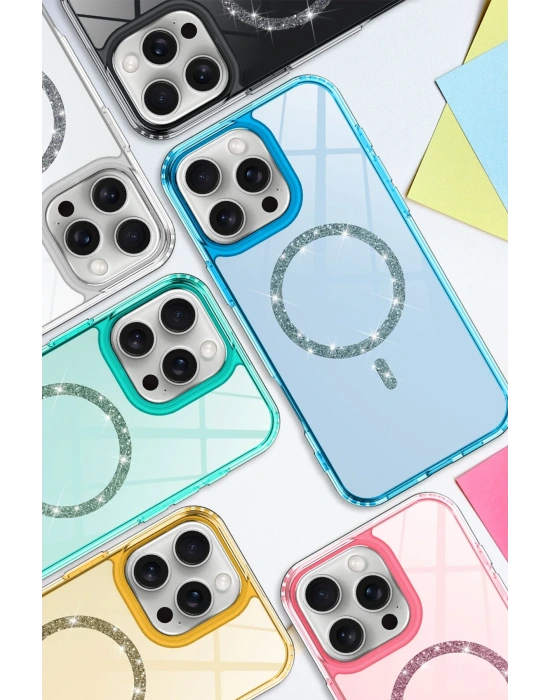 Newface Apple iPhone 16 Live Diamond Magsafe Kapak - Mavi