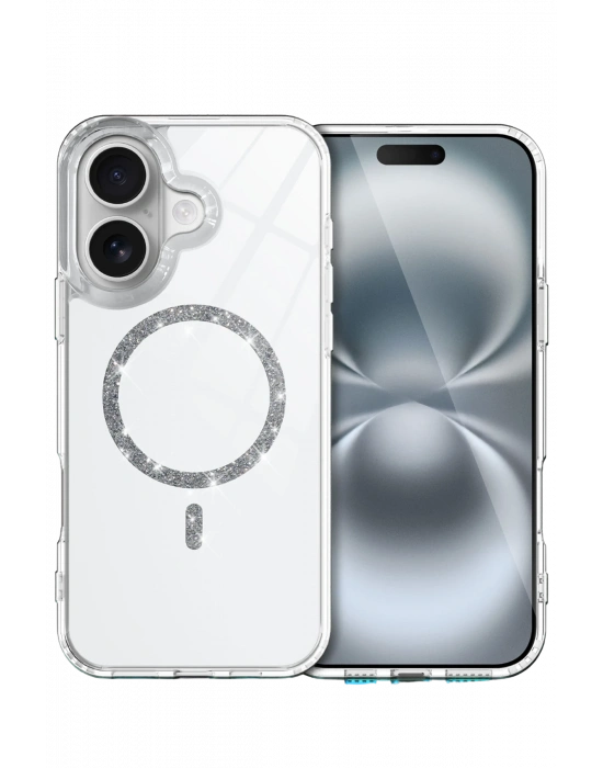 Newface Apple iPhone 16 Live Diamond Magsafe Kapak - Şeffaf