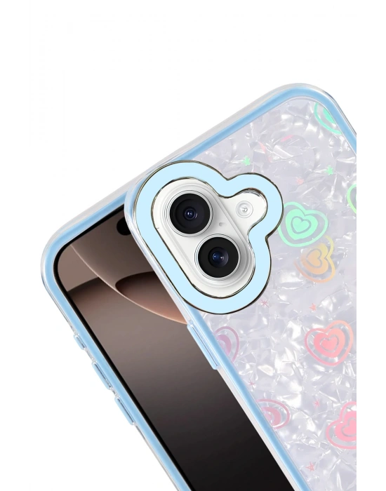 Newface Apple iPhone 16 Lumi Desenli Kapak - Mavi