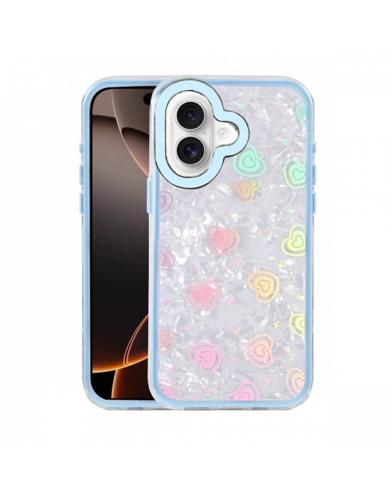 Newface Apple iPhone 16 Lumi Desenli Kapak - Mavi