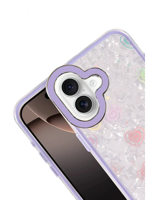 Newface Apple iPhone 16 Lumi Desenli Kapak - Mor