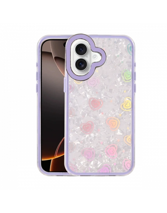 Newface Apple iPhone 16 Lumi Desenli Kapak - Mor