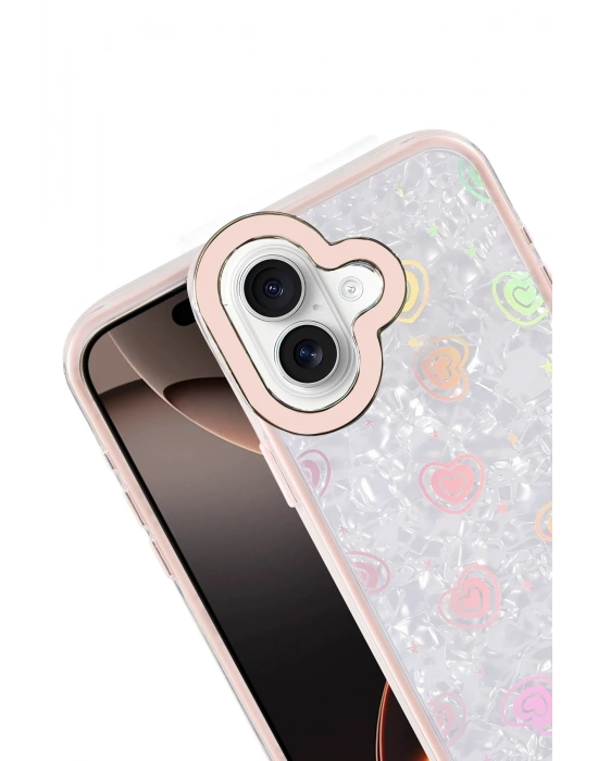 Newface Apple iPhone 16 Lumi Desenli Kapak - Pembe