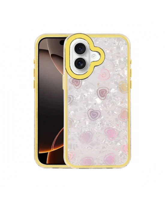 Newface Apple iPhone 16 Lumi Desenli Kapak - Sarı