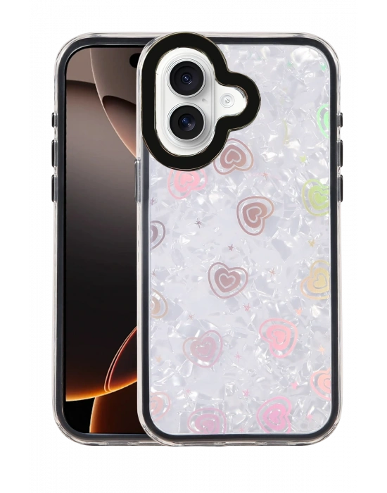 Newface Apple iPhone 16 Lumi Desenli Kapak - Siyah