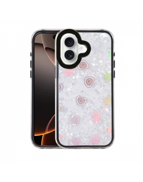 Newface Apple iPhone 16 Lumi Desenli Kapak - Siyah