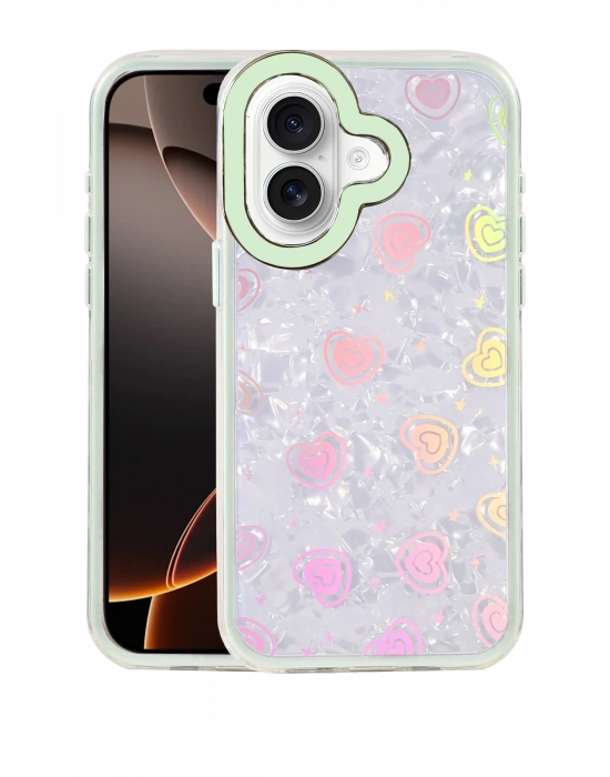 Newface Apple iPhone 16 Lumi Desenli Kapak - Yeşil