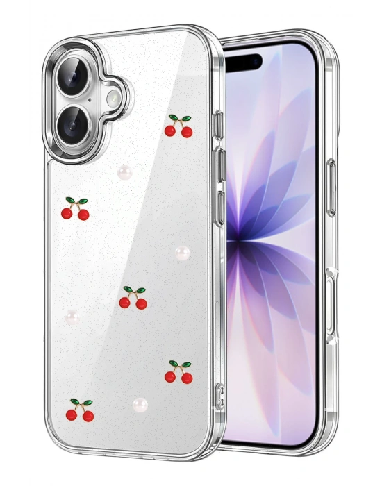 Newface Apple iPhone 16 Plus Fiyonk Desenli Kapak - Desen 9