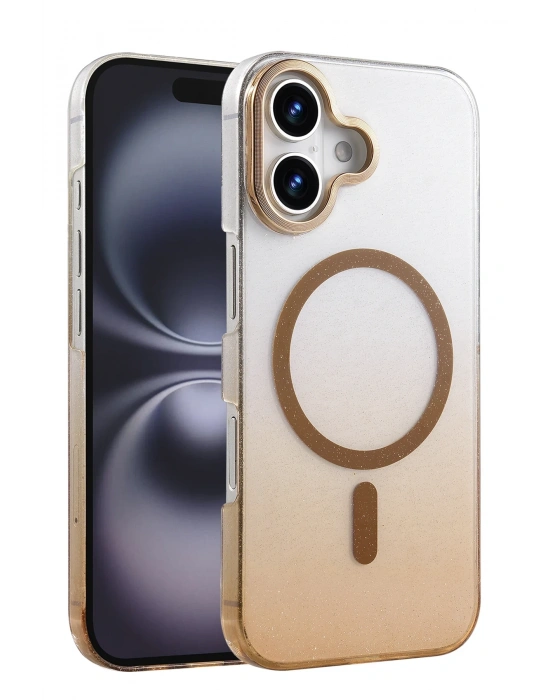 Newface Apple iPhone 16 Plus Glossy Magsafe Kapak - Çöl Titanyum