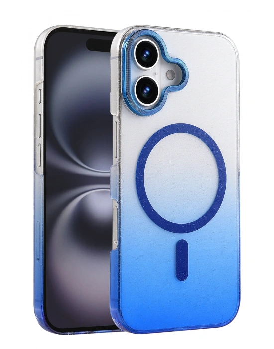 Newface Apple iPhone 16 Plus Glossy Magsafe Kapak - Mavi