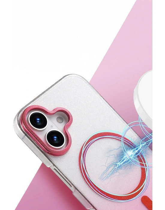 Newface Apple iPhone 16 Plus Glossy Magsafe Kapak - Pembe