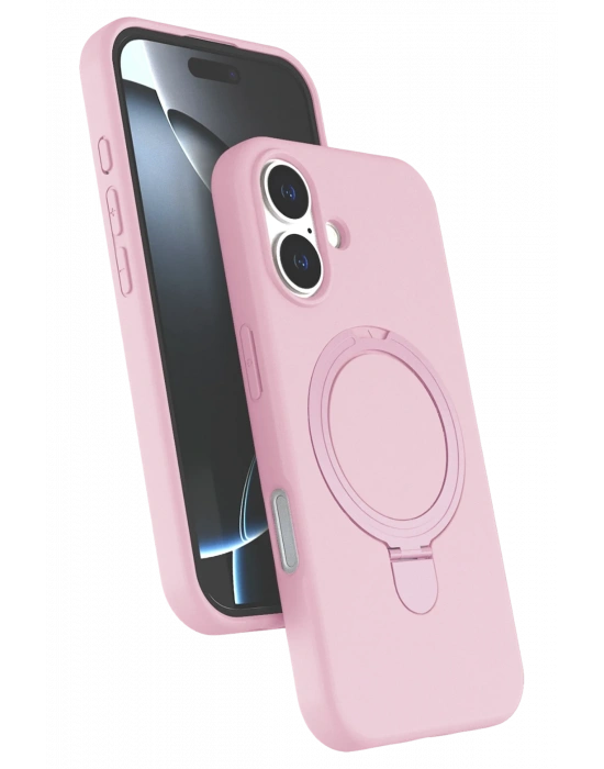 Newface Apple iPhone 16 Plus Regal Magsafe Standlı Kapak - Açık Pembe