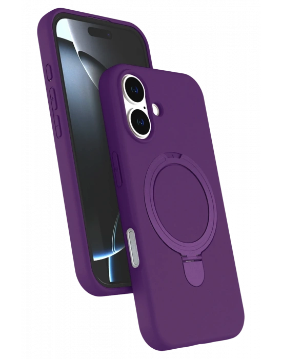 Newface Apple iPhone 16 Plus Regal Magsafe Standlı Kapak - Derin Mor