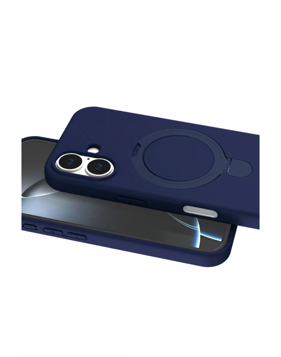 Newface Apple iPhone 16 Plus Regal Magsafe Standlı Kapak - Lacivert