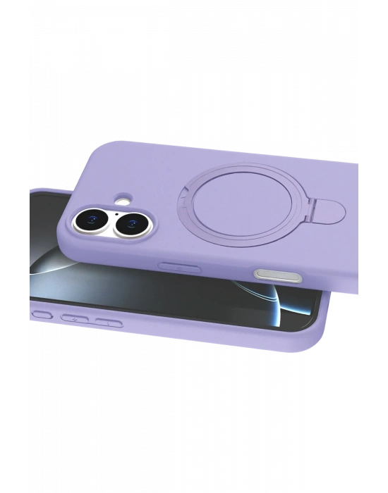 Newface Apple iPhone 16 Plus Regal Magsafe Standlı Kapak - Lila